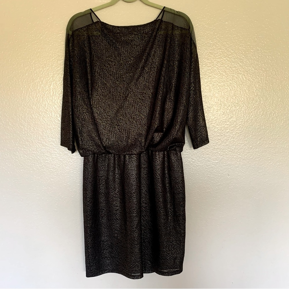NWT David Meister Metallic Black Gold Dress Sz 6